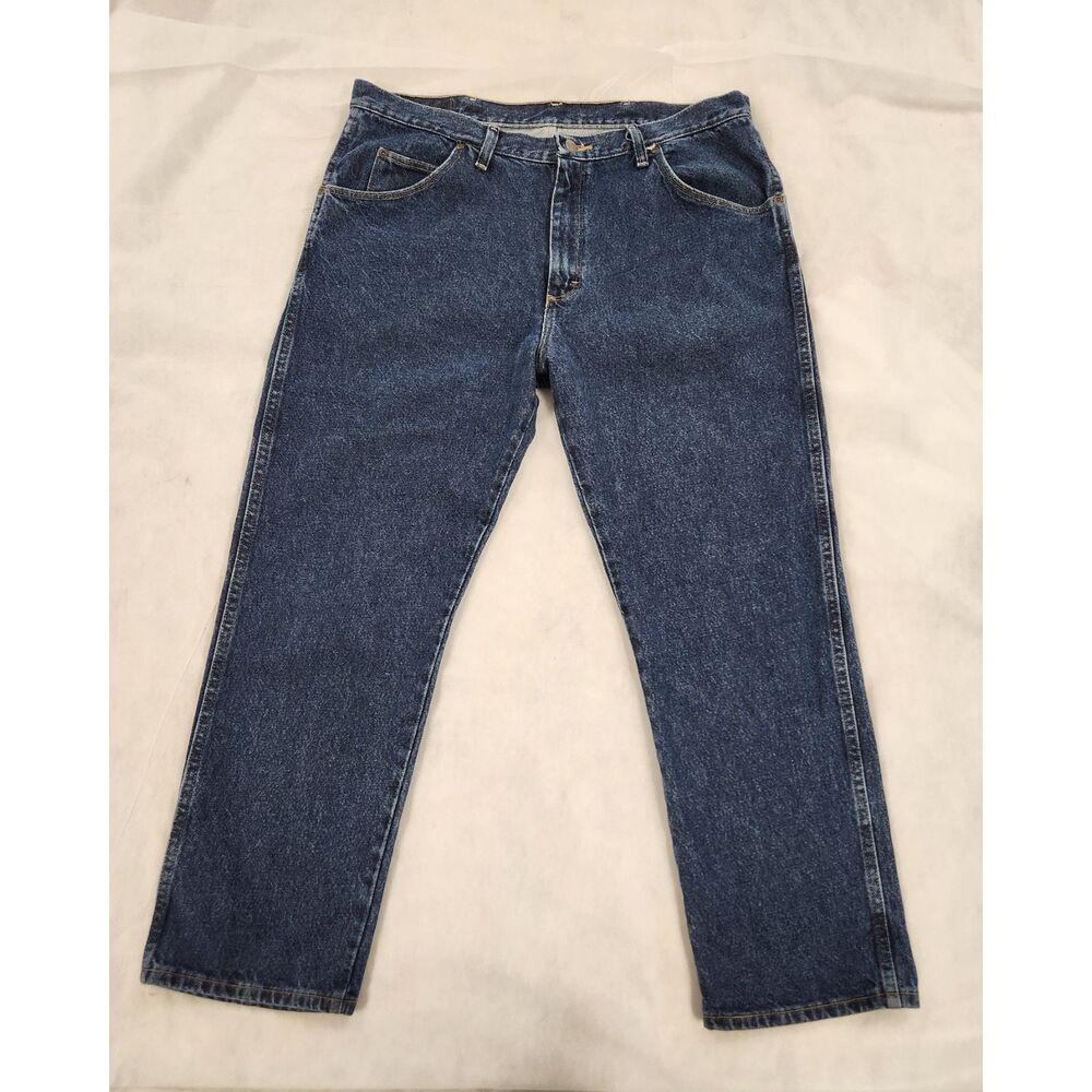 Wrangler Mens Regular Fit Jeans Size 38x29 Dark Wash Blue Denim Classic Western